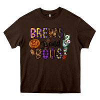 Chocolate Brown Brews And Boos Heavy Core Tee - CowhideDigitalArt