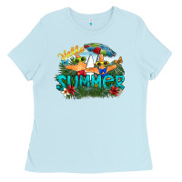 Baby Blue hello summer Ladies Tee - SublimationCraftShop