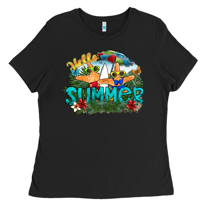 Hello Summer Ladies Tee by SublimationCraftShop | Teevron