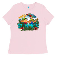 Bubblegum Pink hello summer Ladies Tee - SublimationCraftShop