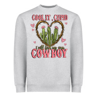 Heather Grey cool it cupid i will find my own cowboy Heavyweight Sweatshirt - MaliasSmallBusiness