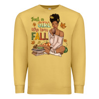 Antique Gold Just a girl who loves Fall afro woman Premium Sweatshirt - NancyCooperArtShop