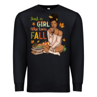 Black Just a girl who loves Fall afro woman Premium Sweatshirt - NancyCooperArtShop