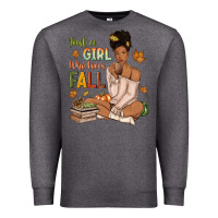 Charcoal Heather Just a girl who loves Fall afro woman Premium Sweatshirt - NancyCooperArtShop