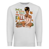 Dove Grey Just a girl who loves Fall afro woman Premium Sweatshirt - NancyCooperArtShop