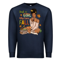 Navy Just a girl who loves Fall afro woman Premium Sweatshirt - NancyCooperArtShop
