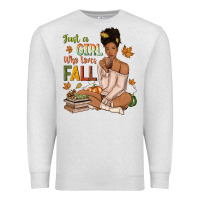 Oatmeal Heather Just a girl who loves Fall afro woman Premium Sweatshirt - NancyCooperArtShop