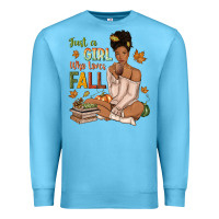 Ocean Blue Just a girl who loves Fall afro woman Premium Sweatshirt - NancyCooperArtShop
