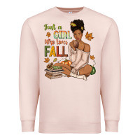 Pale Pink Just a girl who loves Fall afro woman Premium Sweatshirt - NancyCooperArtShop