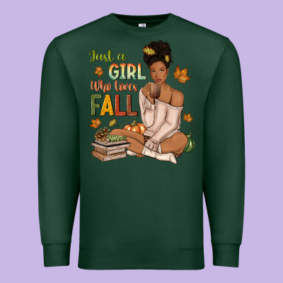 Just A Girl Who Loves Fall Afro Woman Premium Sweatshirt Designed By Nancycooperartshop