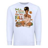 White Just a girl who loves Fall afro woman Premium Sweatshirt - NancyCooperArtShop