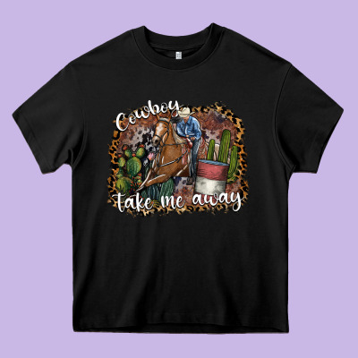 Cowboy Take Me Away Heavy Core Tee Designed By Sublimationcraftshop