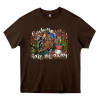 Chocolate Brown cowboy take me away Heavy Core Tee - SublimationCraftShop
