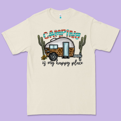 Camping Is My Happy Place Premium Tee Designed By Cowhidedigitalart