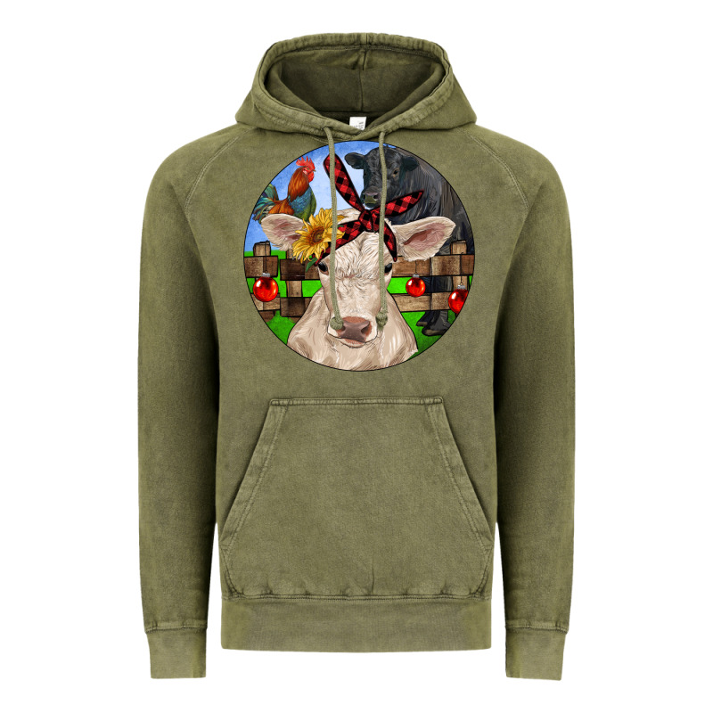 Christmas Charolais Calf Black Angus Bull And Roos Vintage Hoodie by RanaPortraitStore | Teevron