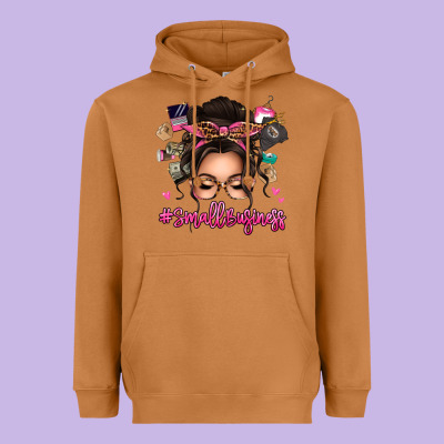 Small Business Messy Bun Heavyweight Hoodie Designed By Texasbilliewilder