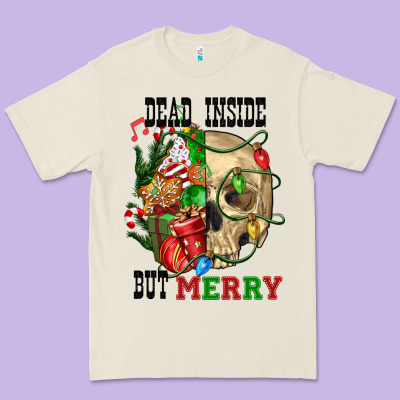 Dead İnside But Merry Human Skull Premium Tee Designed By Fadigitalartstudio