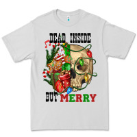 Dove Grey Dead İnside But Merry Human Skull Premium Tee - FaDigitalArtStudio