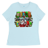 Baby Blue merry christmas yall Ladies Tee - CowhideDigitalArt