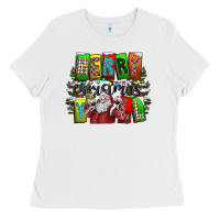 White merry christmas yall Ladies Tee - CowhideDigitalArt