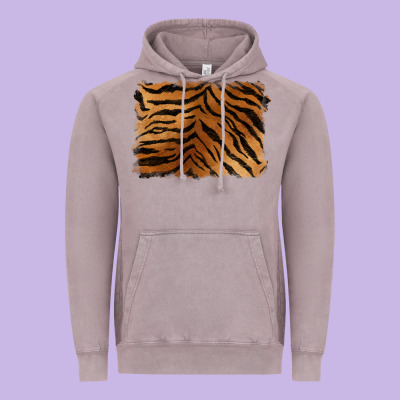 Handdrawn Tiger Pattern Background Vintage Hoodie Designed By Barkaloodesign