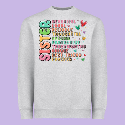 Sister Beautiful Loyal Reliable Heavyweight Sweatshirt Designed By Maliassmallbusiness