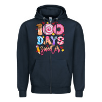 Navy 100 days sweeter Zipper Hoodie - Artiststas