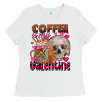 White coffee is my valentine skull Ladies Tee - FaDigitalArtStudio