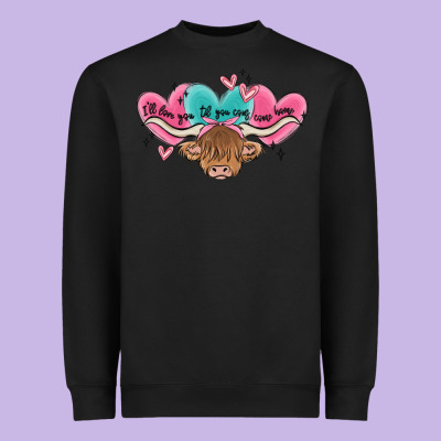 Western Cow And Heart Heavyweight Sweatshirt Designed By Maliassmallbusiness