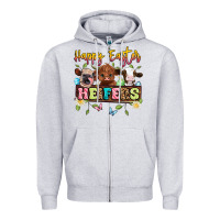 Heather Grey happy easter heifers Zipper Hoodie - Artiststas