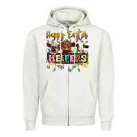 Oatmeal Heather happy easter heifers Zipper Hoodie - Artiststas
