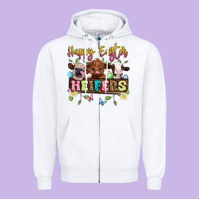 Happy Easter Heifers Zipper Hoodie Designed By Artiststas