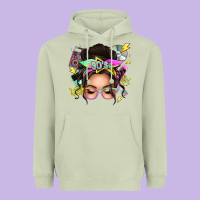 90s Messy Bun Heavyweight Hoodie Designed By Texasbilliewilder