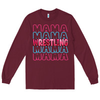 Burgundy wrestling mama Long Sleeve Tee - MaliasSmallBusiness