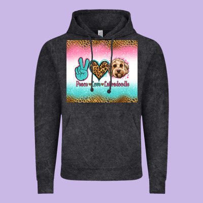 Peace Love Labradoodle Vintage Hoodie Designed By Jasminsmagicworld