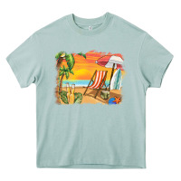 Arona sunset beach background Heavy Core Tee - BarkalooDesign