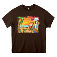 Chocolate Brown sunset beach background Heavy Core Tee - BarkalooDesign
