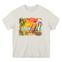 Cream sunset beach background Heavy Core Tee - BarkalooDesign