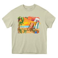 Mossy sunset beach background Heavy Core Tee - BarkalooDesign