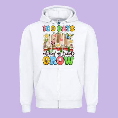 100 Days Watching My Students Grow Zipper Hoodie Designed By Artiststas