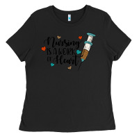 Black nursing i̇s a work of heart Ladies Tee - JahusDesignShop