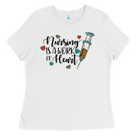 White nursing i̇s a work of heart Ladies Tee - JahusDesignShop