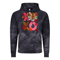 Cloud Black xoxo with tiger Vintage Hoodie - NancyCooperArtShop