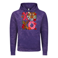 Cloud Purple xoxo with tiger Vintage Hoodie - NancyCooperArtShop