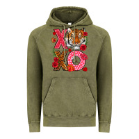 Vintage Olive xoxo with tiger Vintage Hoodie - NancyCooperArtShop