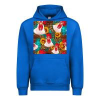 Cobalt western  chicken with sunflowers seamless pattern Urban Hoodie - FaDigitalArtStudio