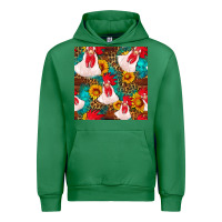 Emerald western  chicken with sunflowers seamless pattern Urban Hoodie - FaDigitalArtStudio