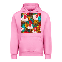 Fuchsia Pink western  chicken with sunflowers seamless pattern Urban Hoodie - FaDigitalArtStudio