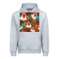 Heather Grey western  chicken with sunflowers seamless pattern Urban Hoodie - FaDigitalArtStudio