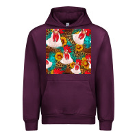 Mauve Wine western  chicken with sunflowers seamless pattern Urban Hoodie - FaDigitalArtStudio